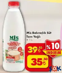MİS BAKRAÇLIK SÜT TAM YAĞLI 1 L